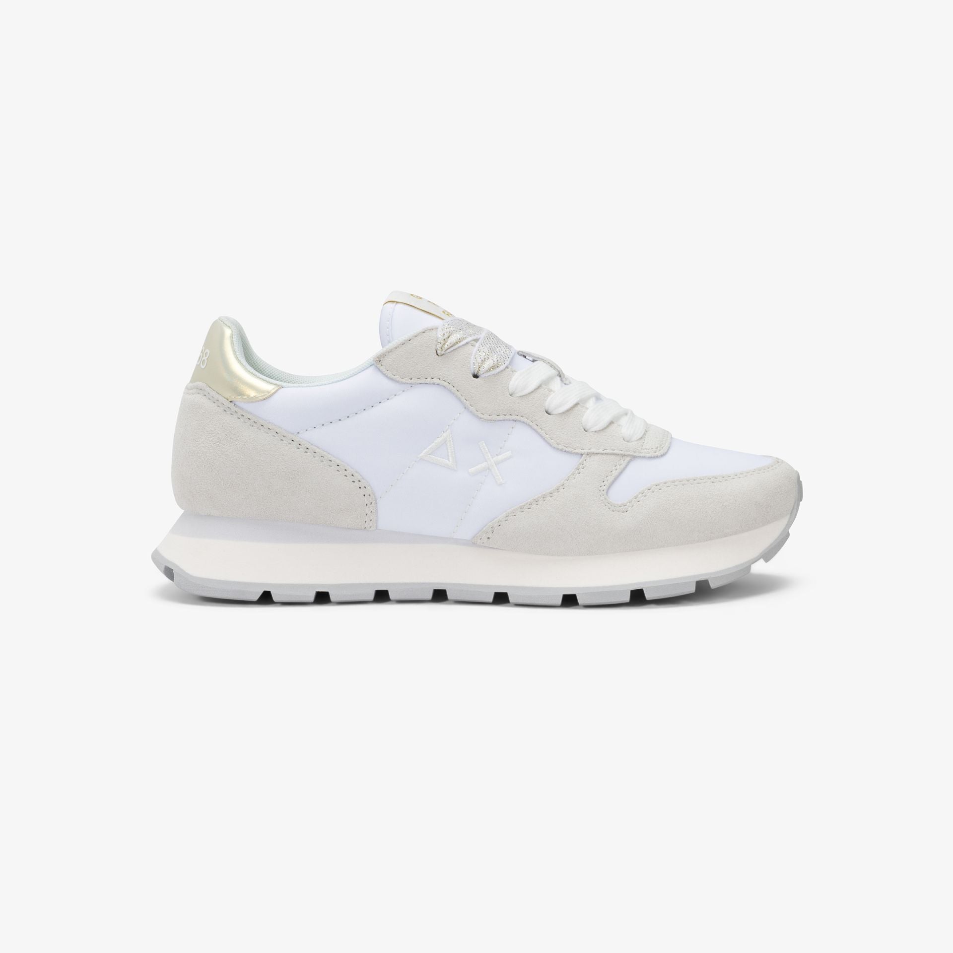 Sneaker Ally Gold Silver in suede e nylon