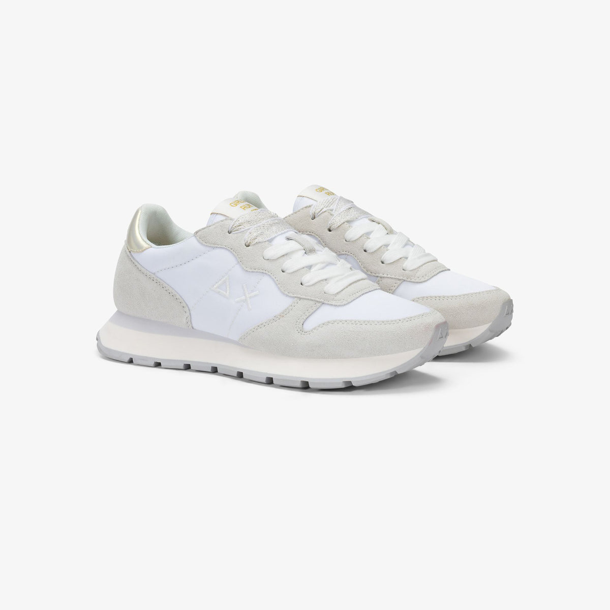 Sneaker Ally Gold Silver in suede e nylon