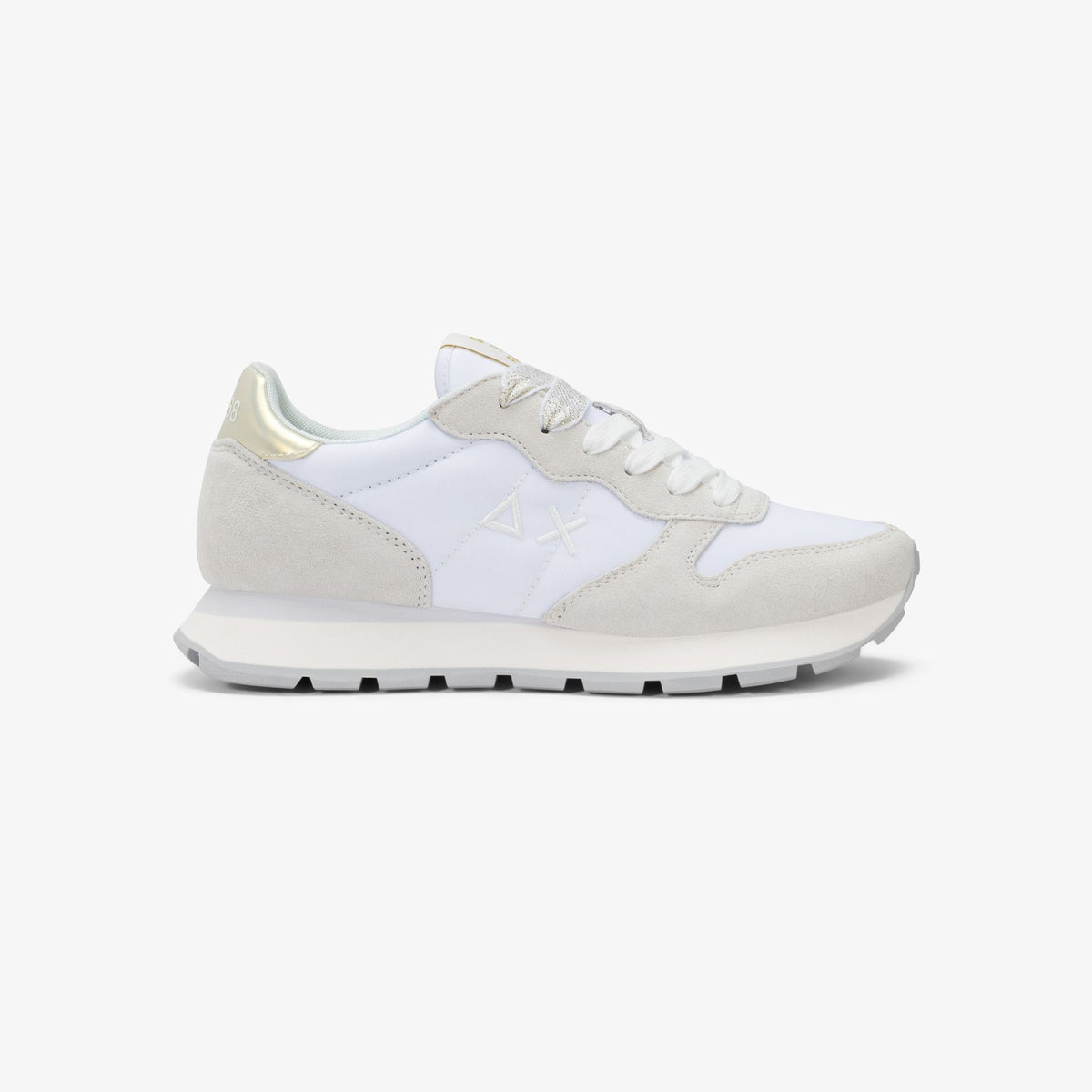 Sneaker Ally Gold Silver in suede e nylon