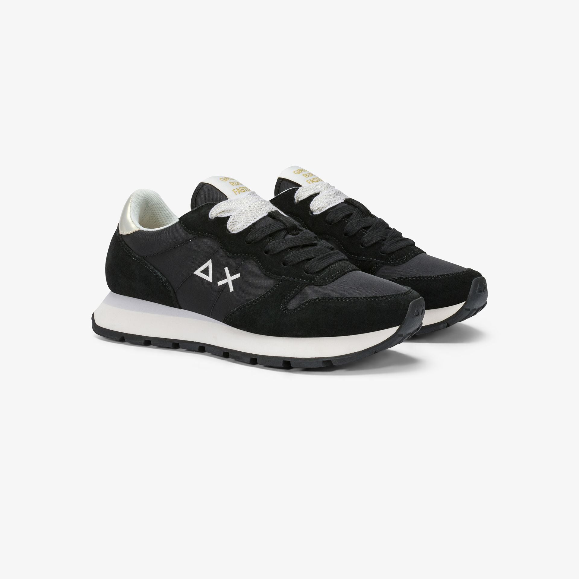 Sneaker Ally Gold Silver in suede e nylon