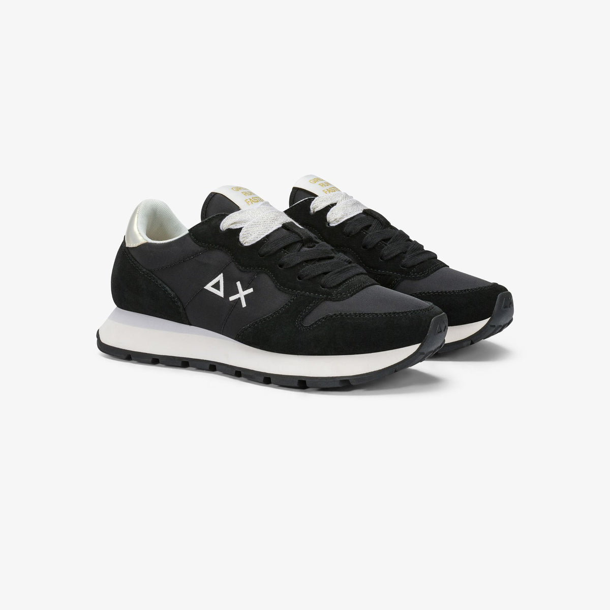 Sneaker Ally Gold Silver in suede e nylon